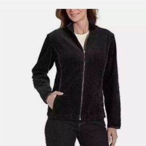 Woolrich Cotton Black Soft Velour Zip Up Jacket size medium